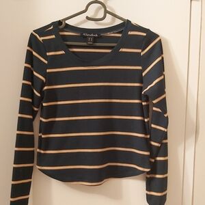 🤯2/$15 SWS Essentials Green and Yellow Striped Longsleeve Shirt